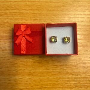 Elegant Golden Stainless Steal Yellow Cubic Zirconia Stud Earrings